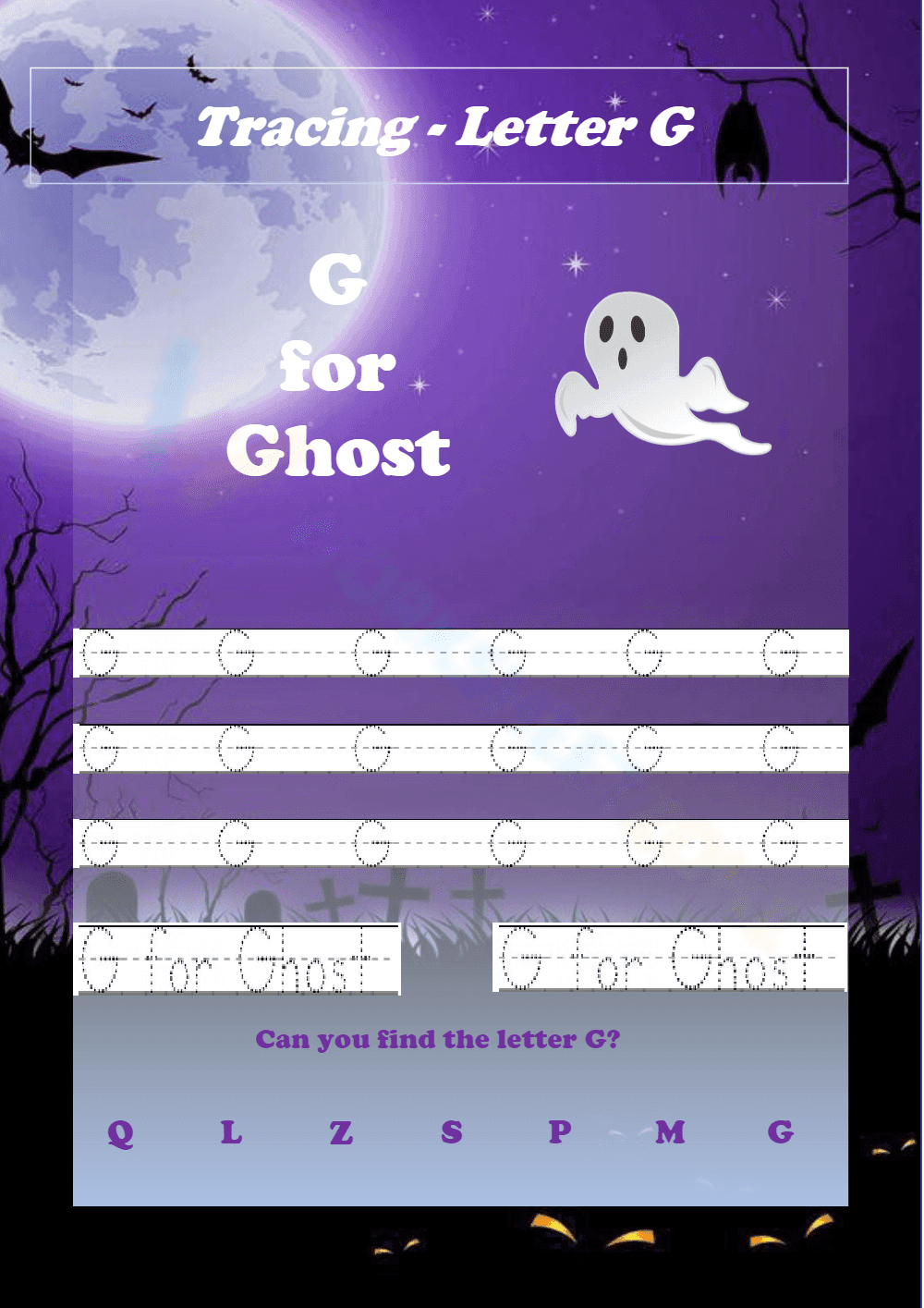 Letter G Tracing: Halloween - Page 1