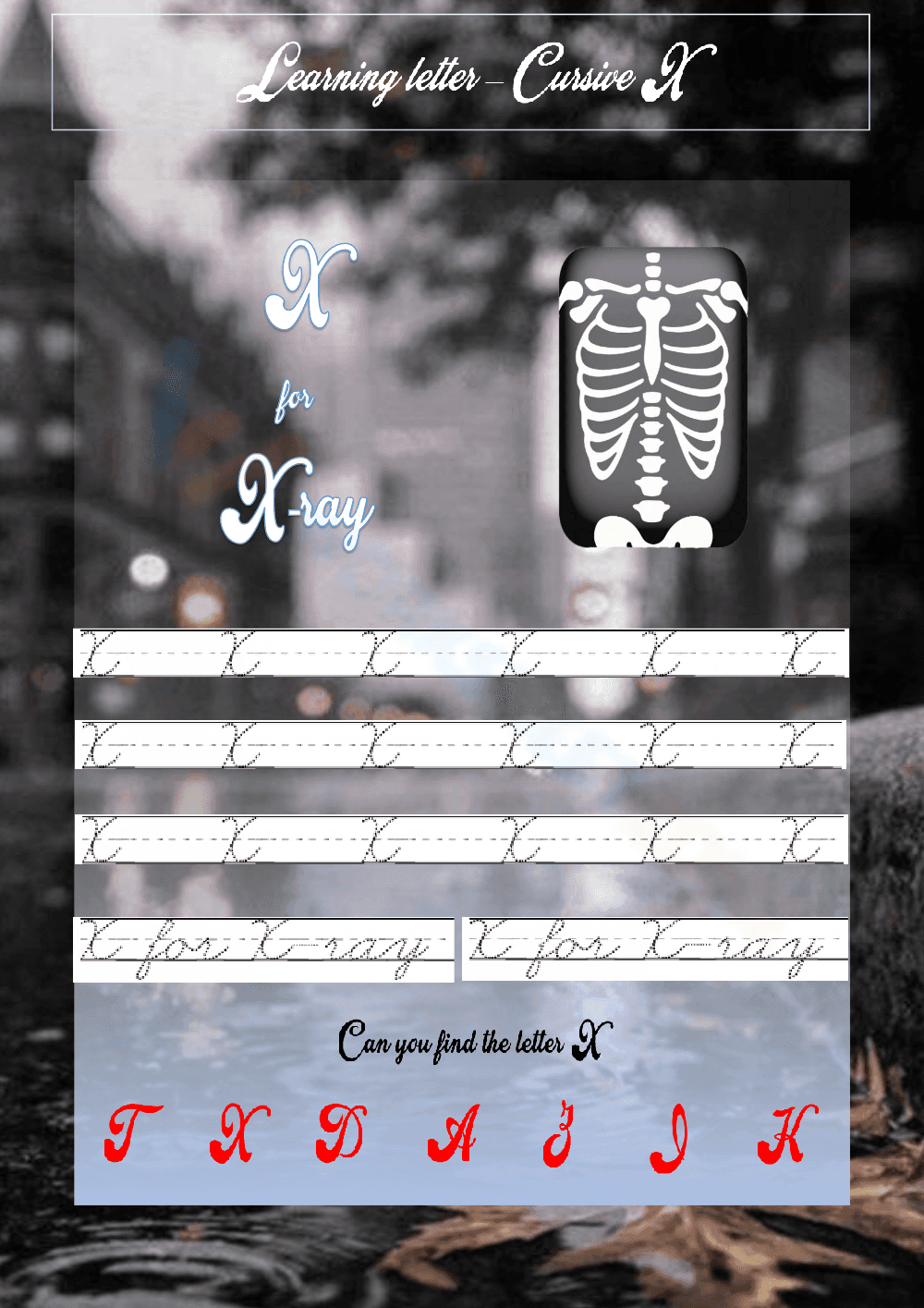 Cursive Letter X Tracing for Kids - Page 1