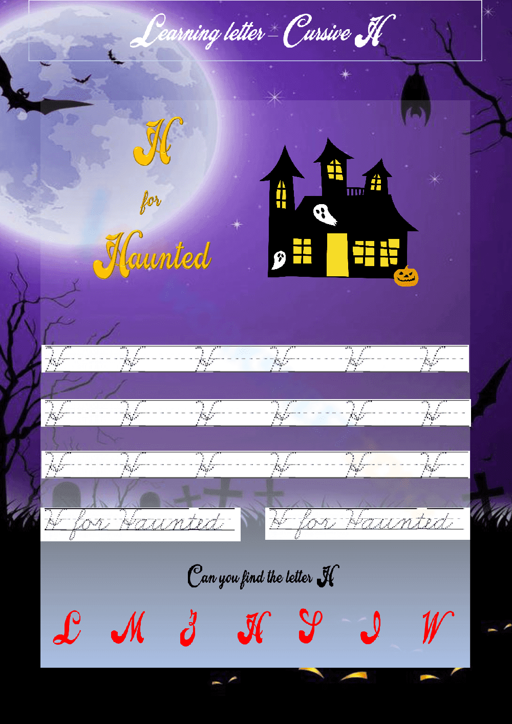 H is for Haunted: A Halloween Letter Worksheet - Page 1