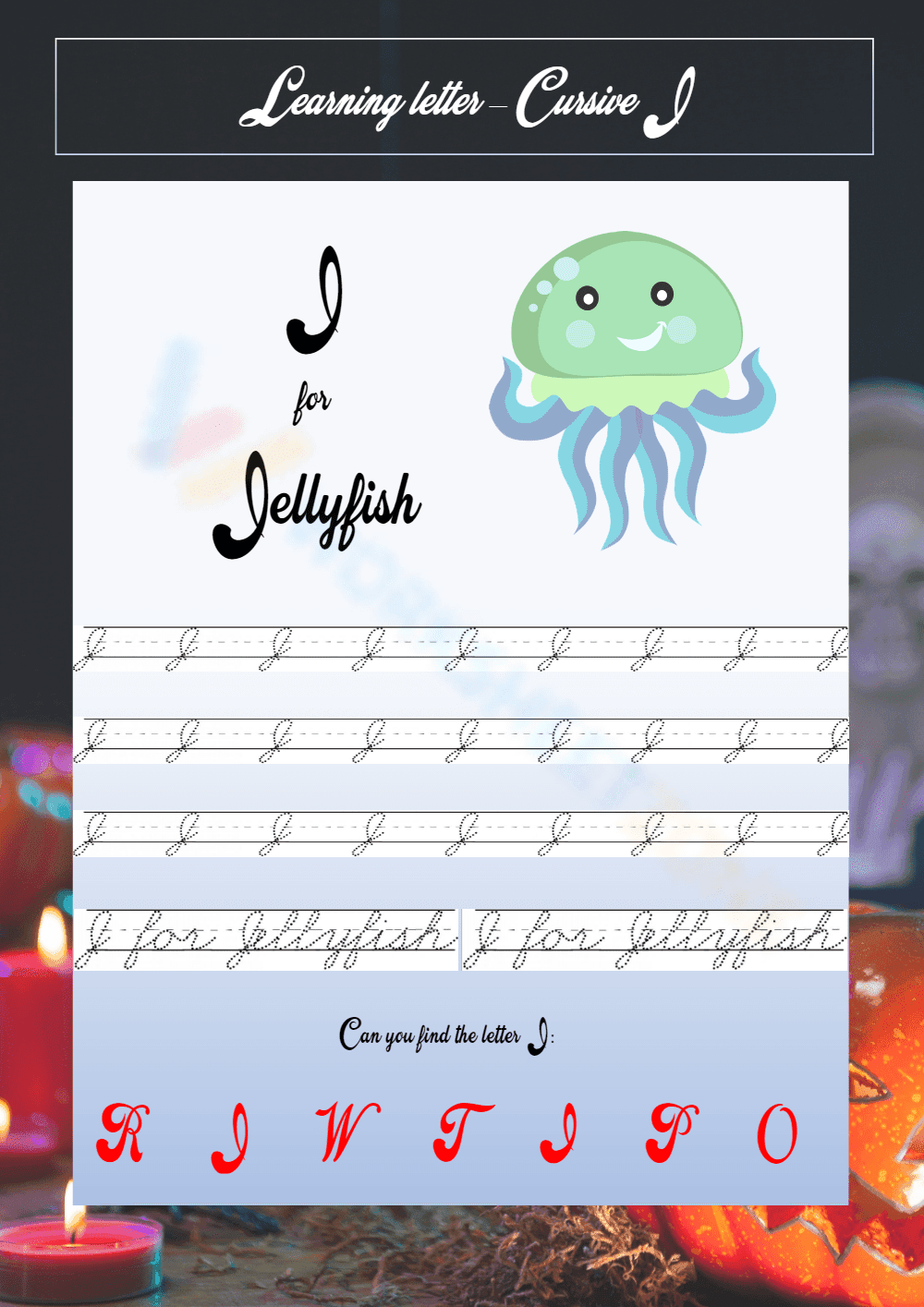 Trace Letter J in Cursive Worksheet - Page 1