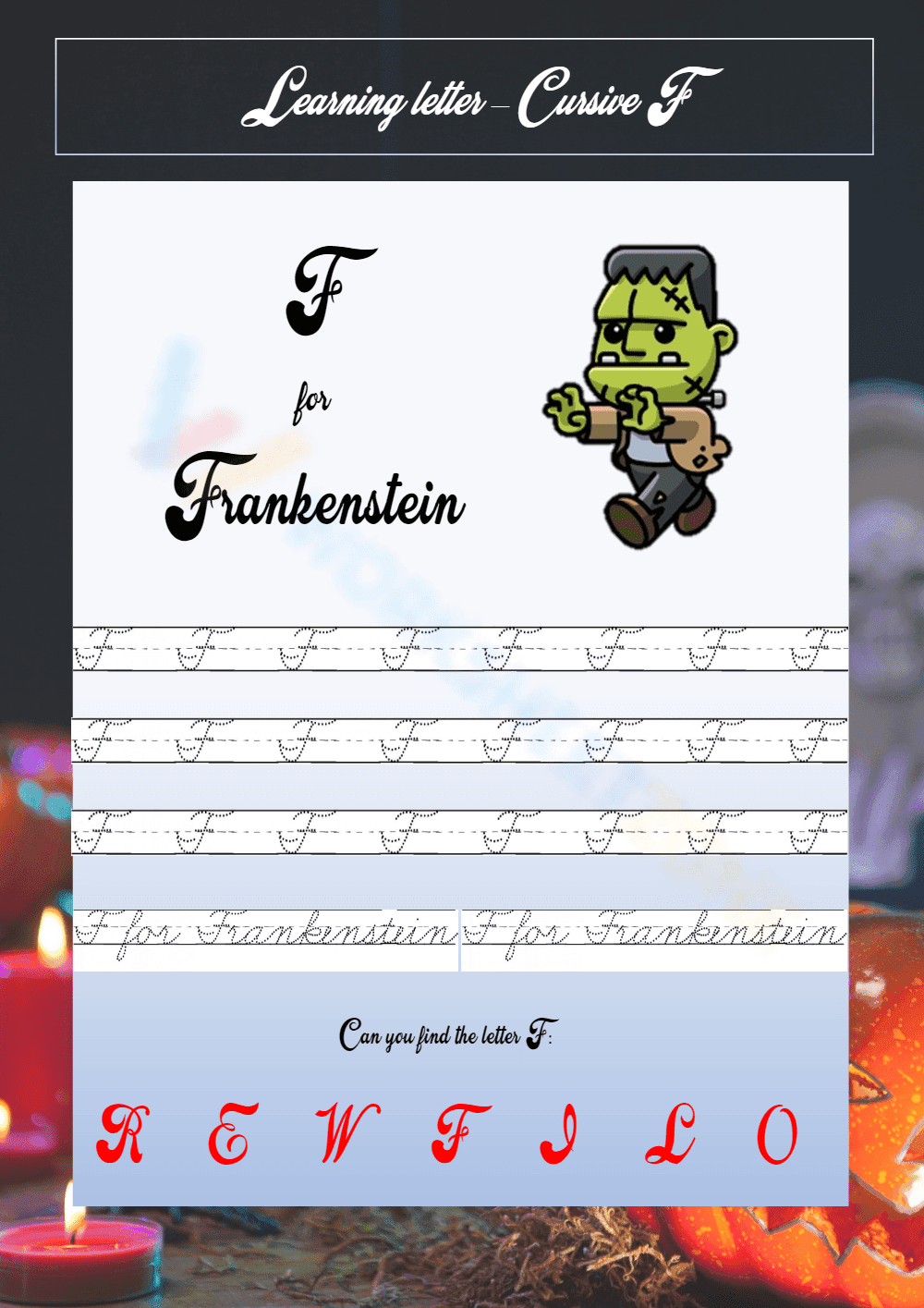 Writing Letter F in Cursive - Page 1
