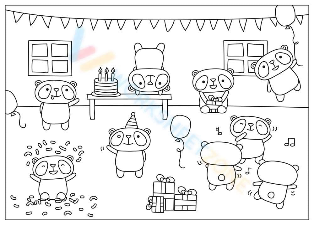 Cute pandas at a birthday party - Page 1