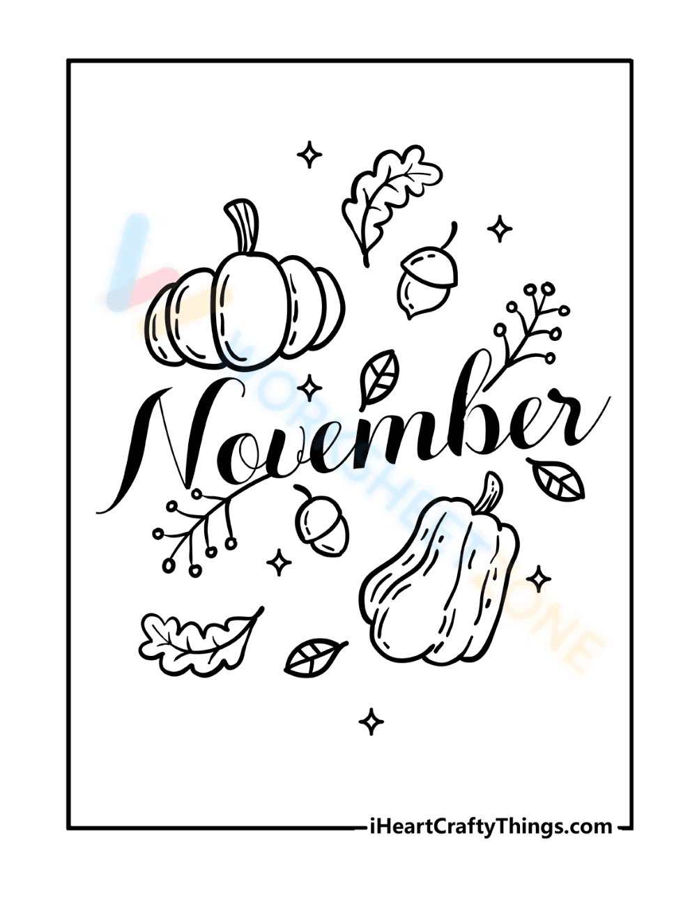 Hello November Coloring Page for Kids - Page 1