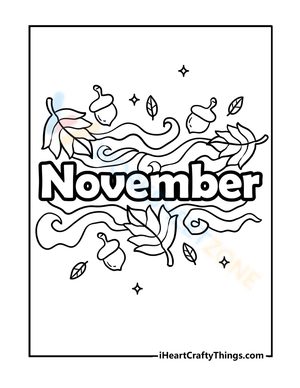 November is Coming Coloring Page for Kids - Page 1