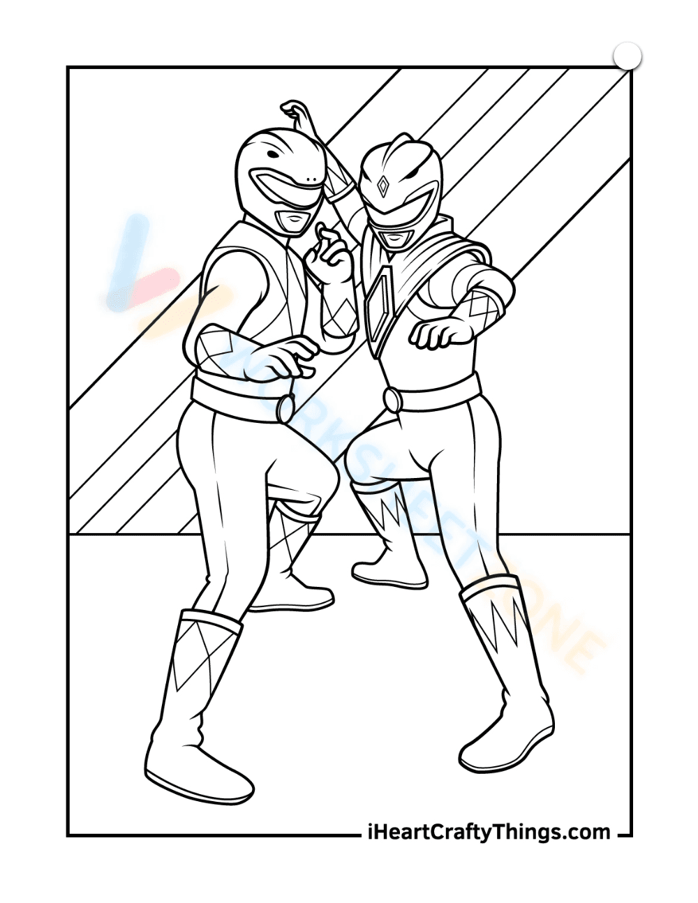 Red and Blue Ranger Coloring Page - Page 1