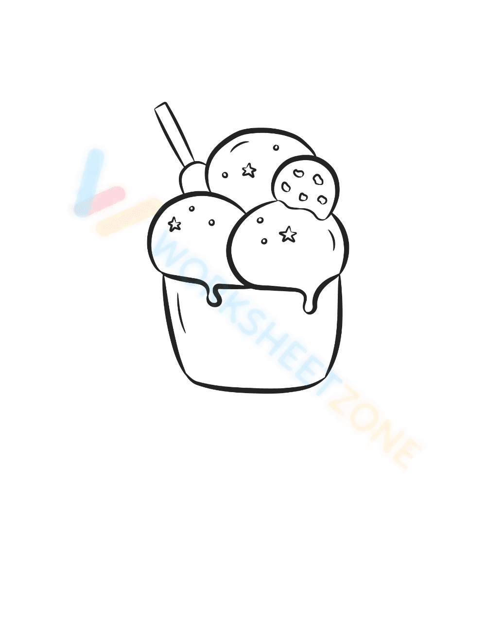 Cute Ice Cream Coloring Sheet - Page 1