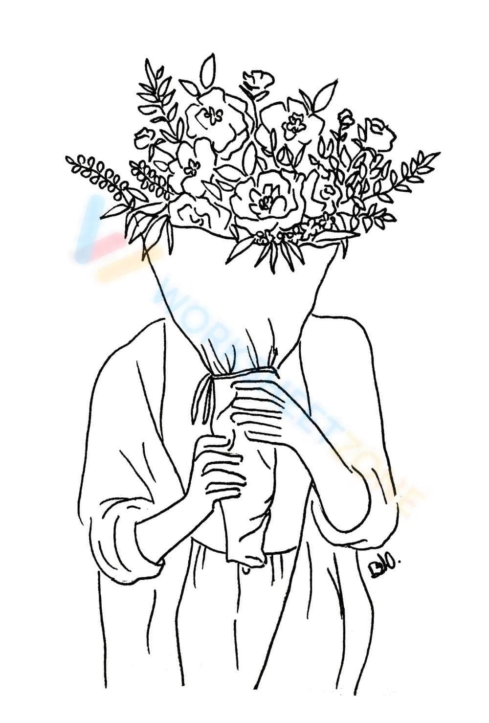 Aesthetic girl holding a bouquet of flowers - Page 1