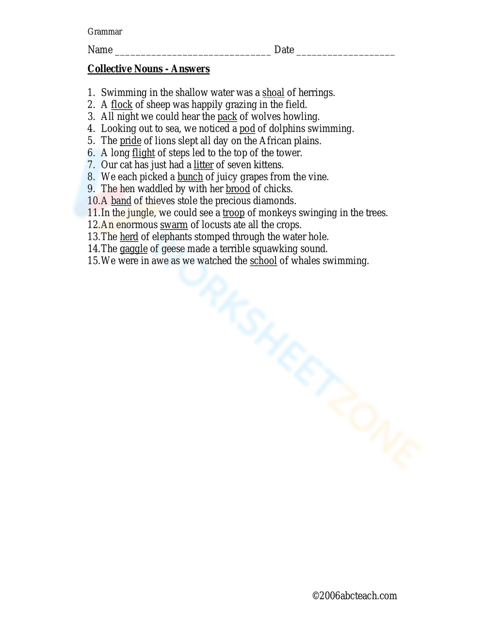 Learning Collective Nouns Sheet - Page 3
