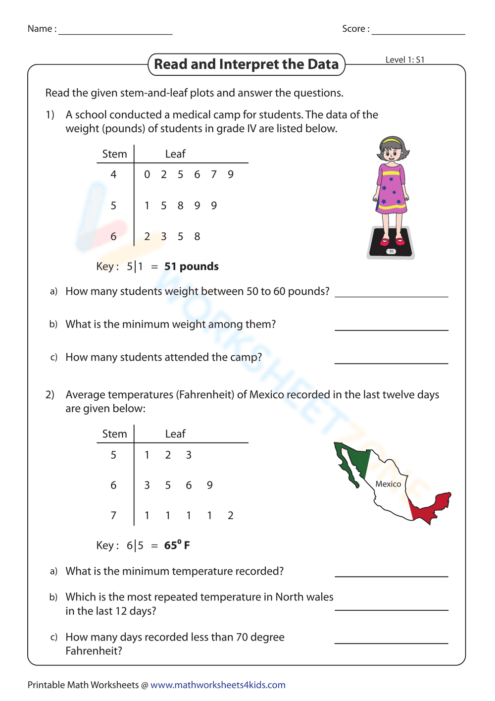 Read and Interpret Data Worksheet - Page 1