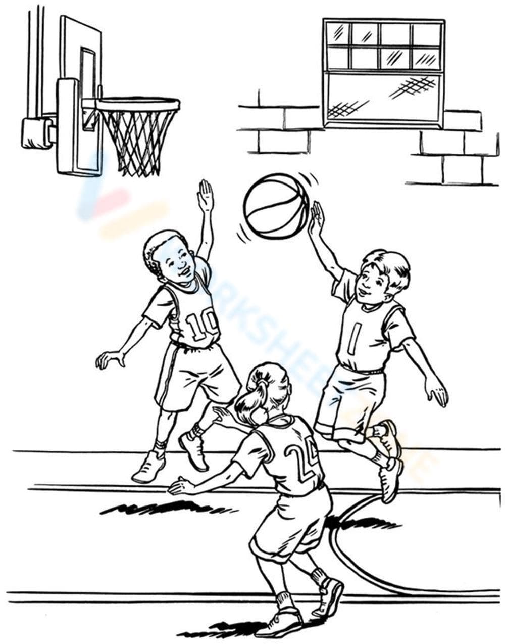 Students playing basketball - Page 1