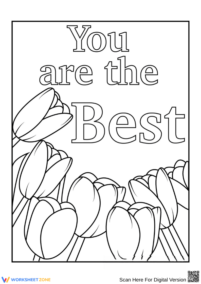 Tulip-Themed Appreciation Coloring Page - Page 1
