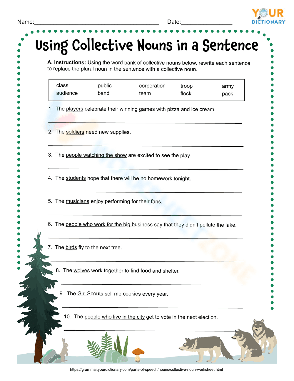Collective nouns worksheet - Page 1