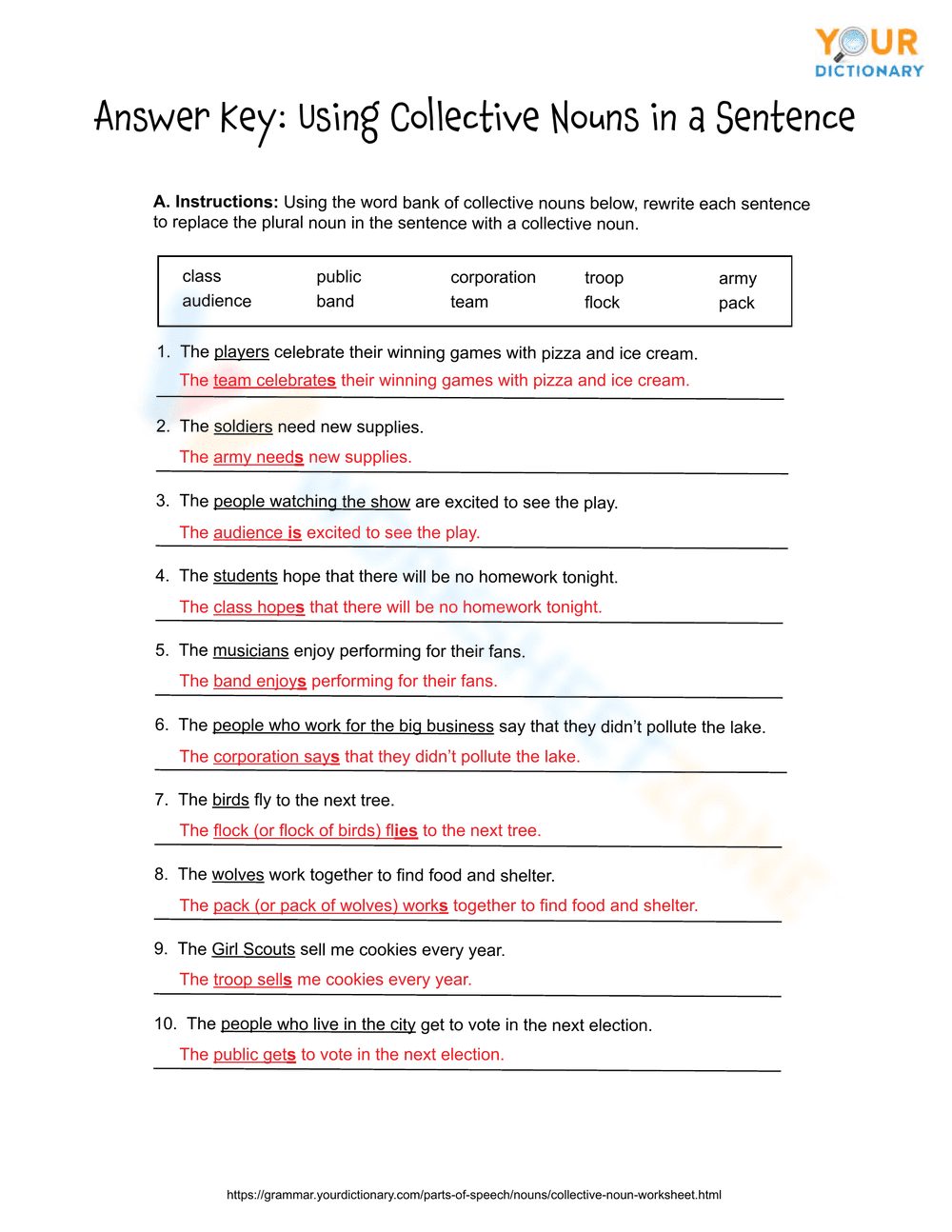 Collective nouns worksheet - Page 2