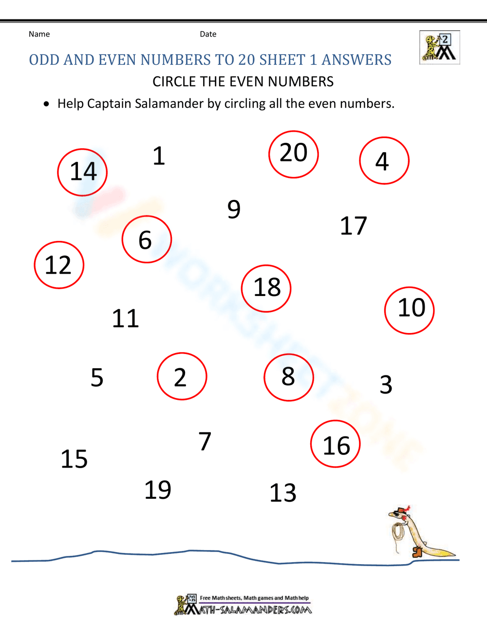 Odd and Even Numbers Up to 20 - Page 2