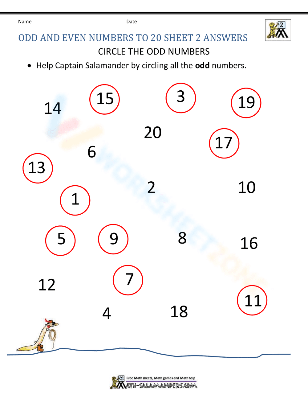 Odd and even numbers to 20 - Page 2