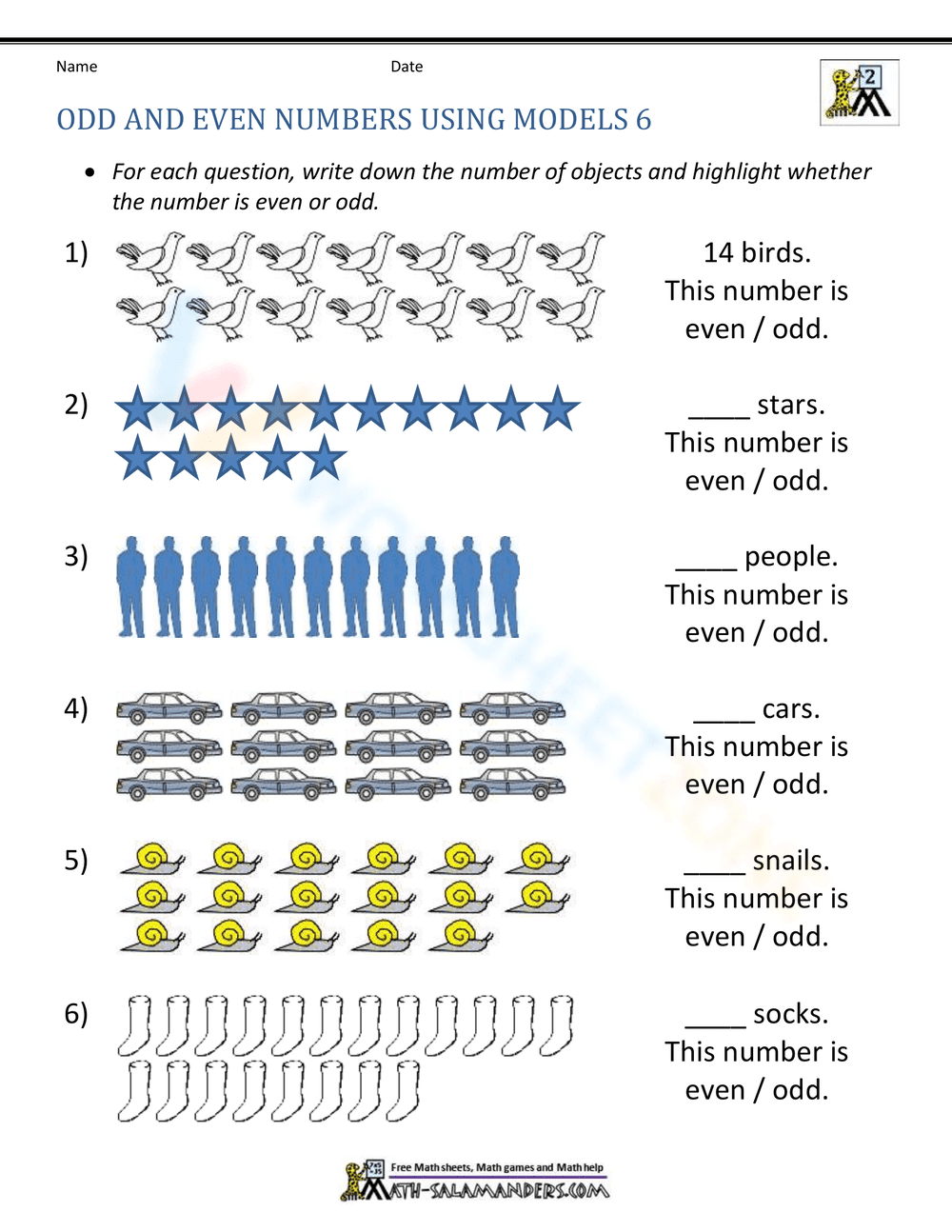 Odd and even numbers using models - Page 1