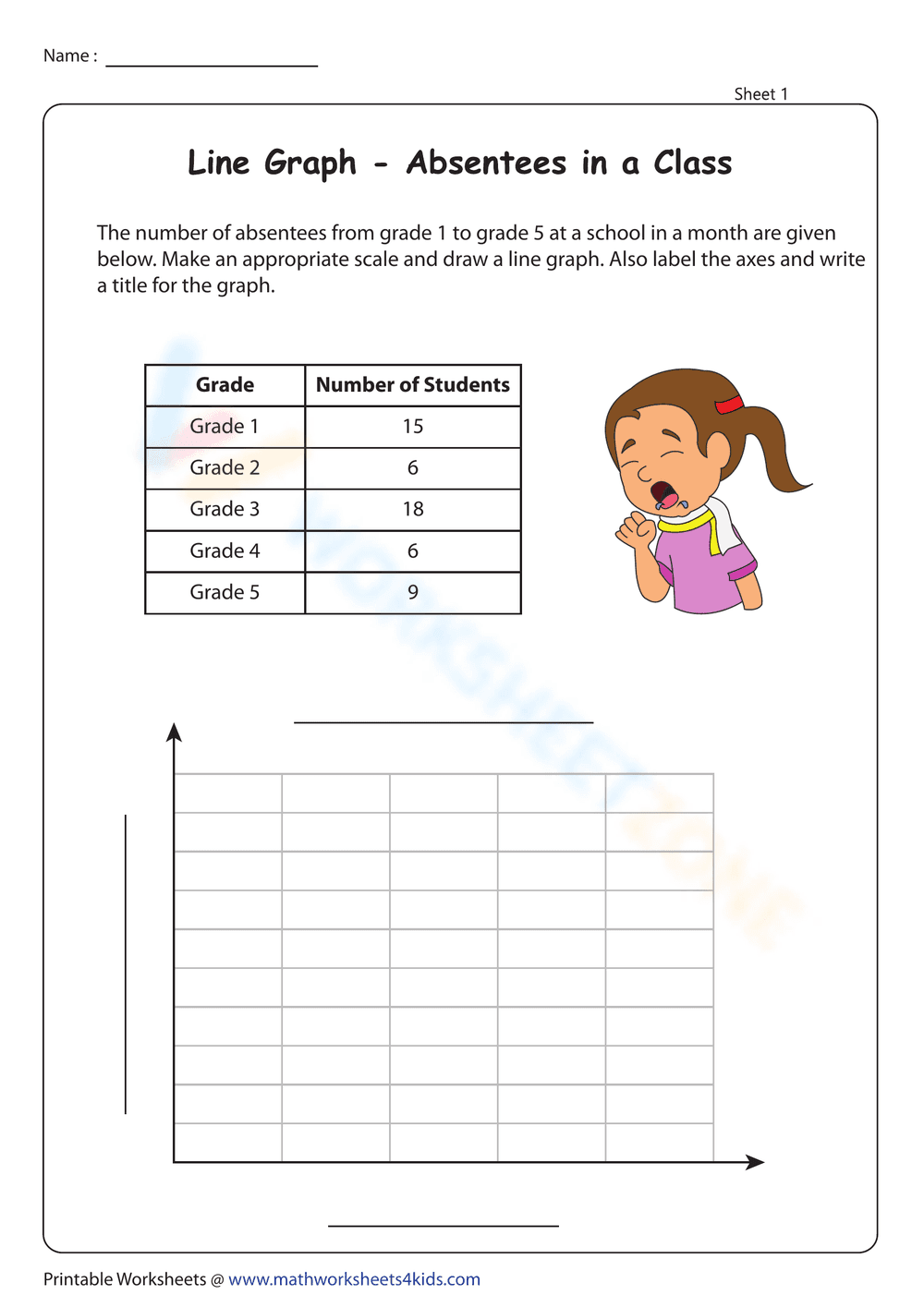 Line Graph - Absentees in a class - Page 1