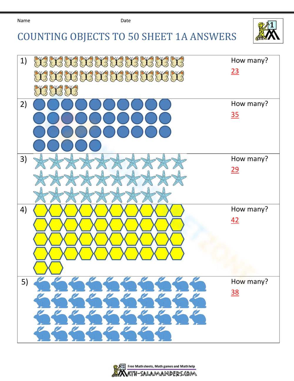 Counting Objects to 50 Worksheet - Page 2