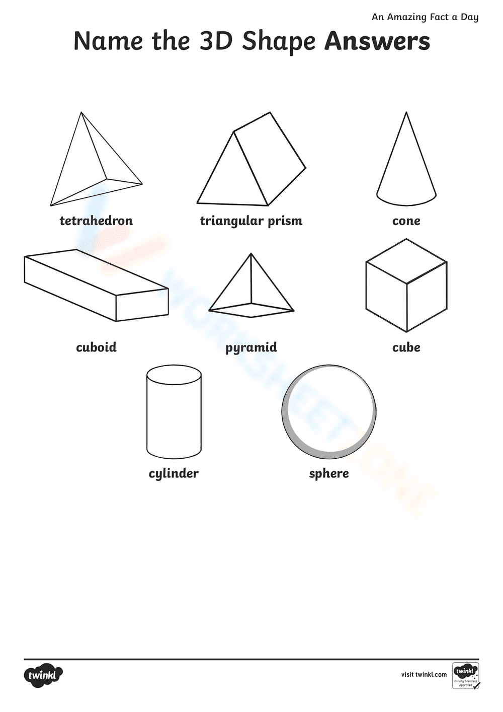 Name the 3D Shape Worksheet Practice - Page 2