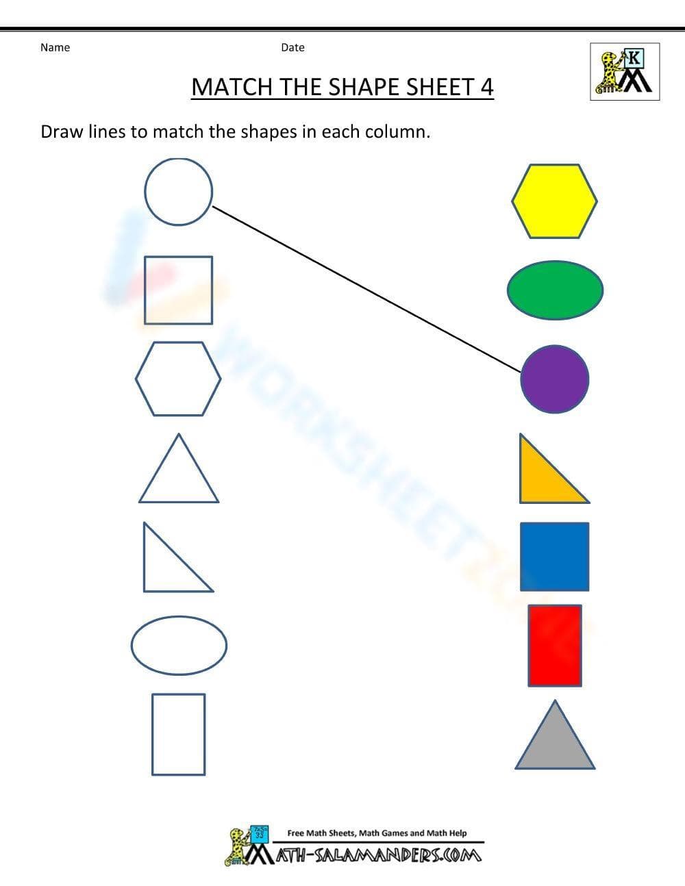 Match the shape sheet 1 - Page 1