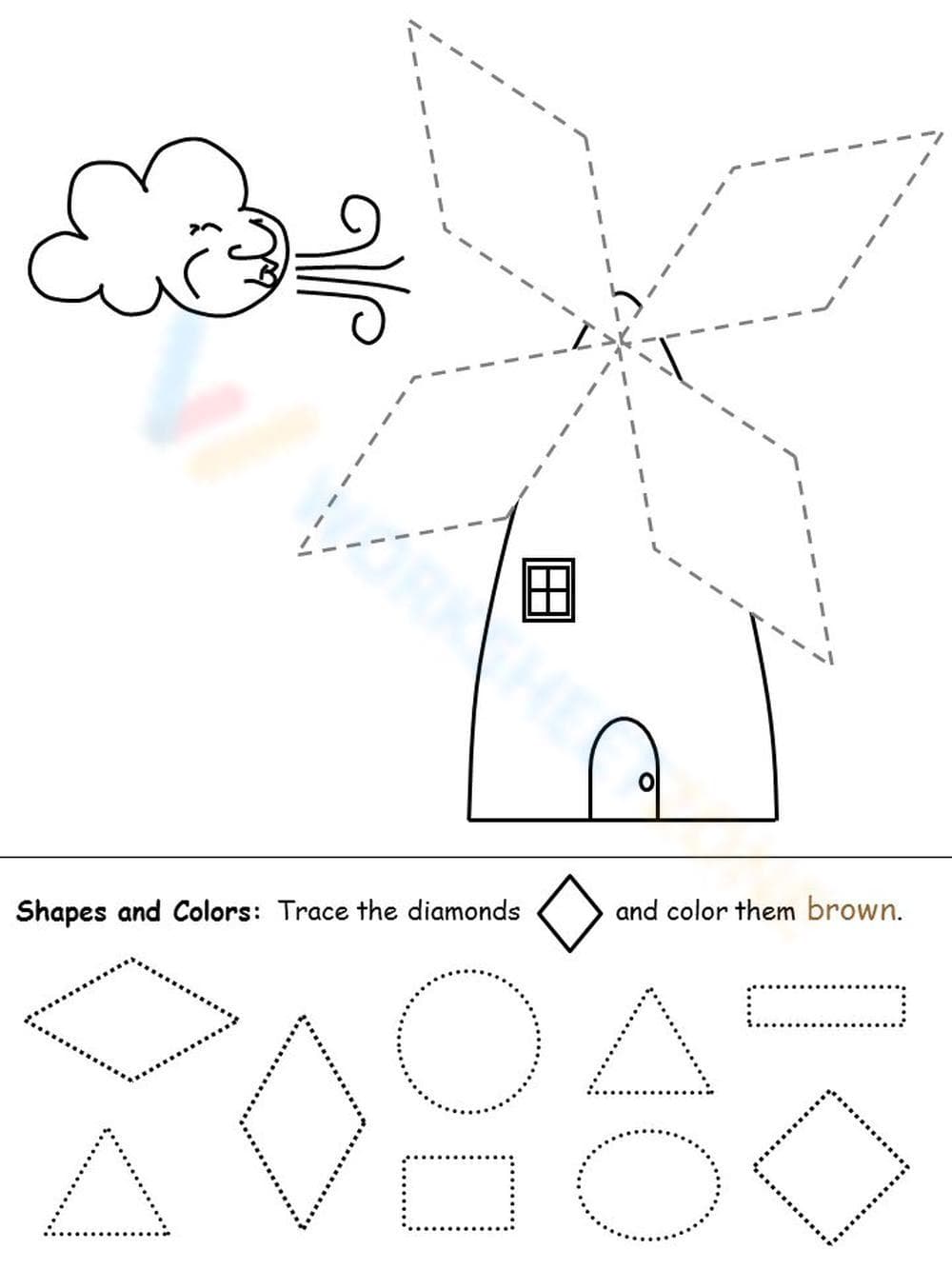 Tracing and Coloring Shapes - Page 1