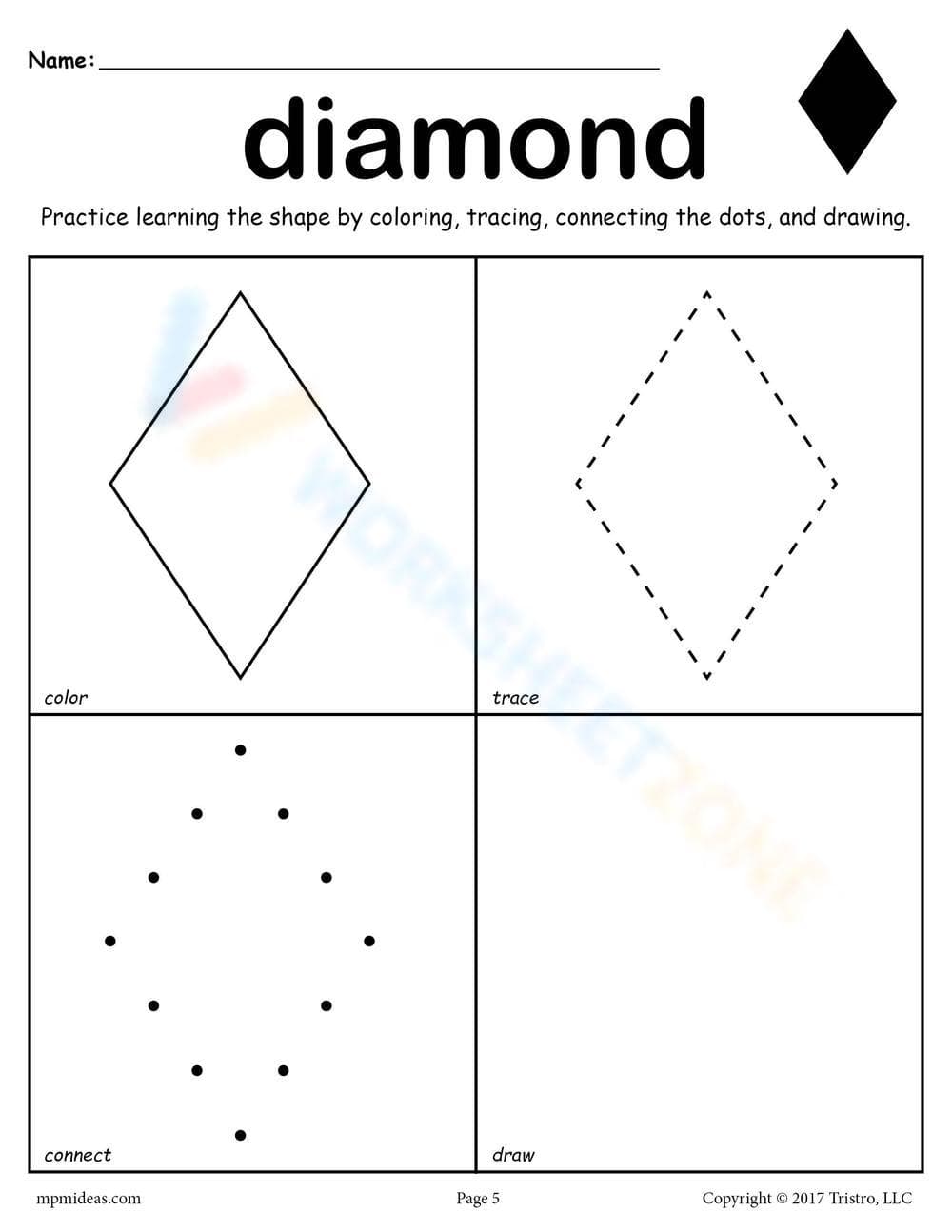 Identifying Diamond Shapes Practice - Page 1