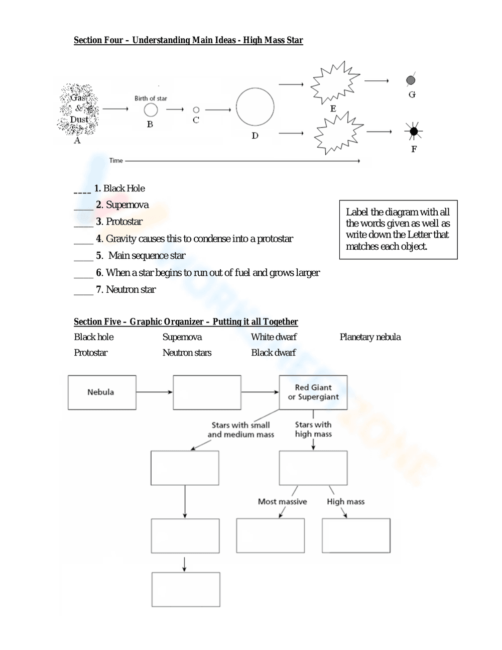 Detailed Life Cycle of a Star Worksheet - Page 4