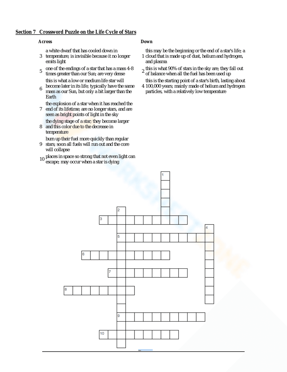 Detailed Life Cycle of a Star Worksheet - Page 6