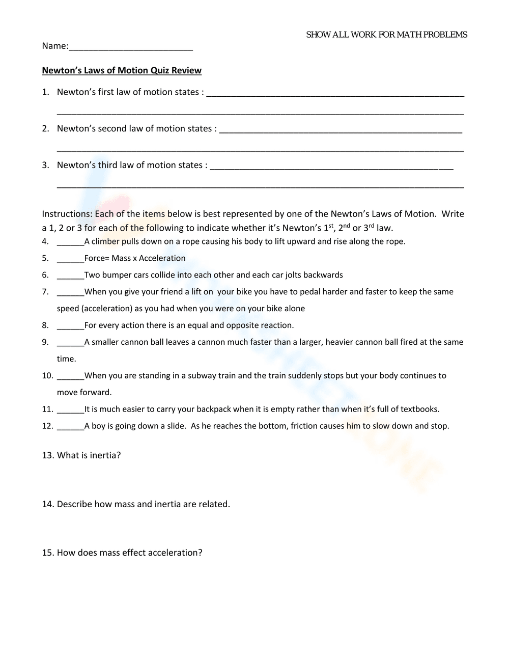 Review Newton's Laws of Motion with This Quiz - Page 1
