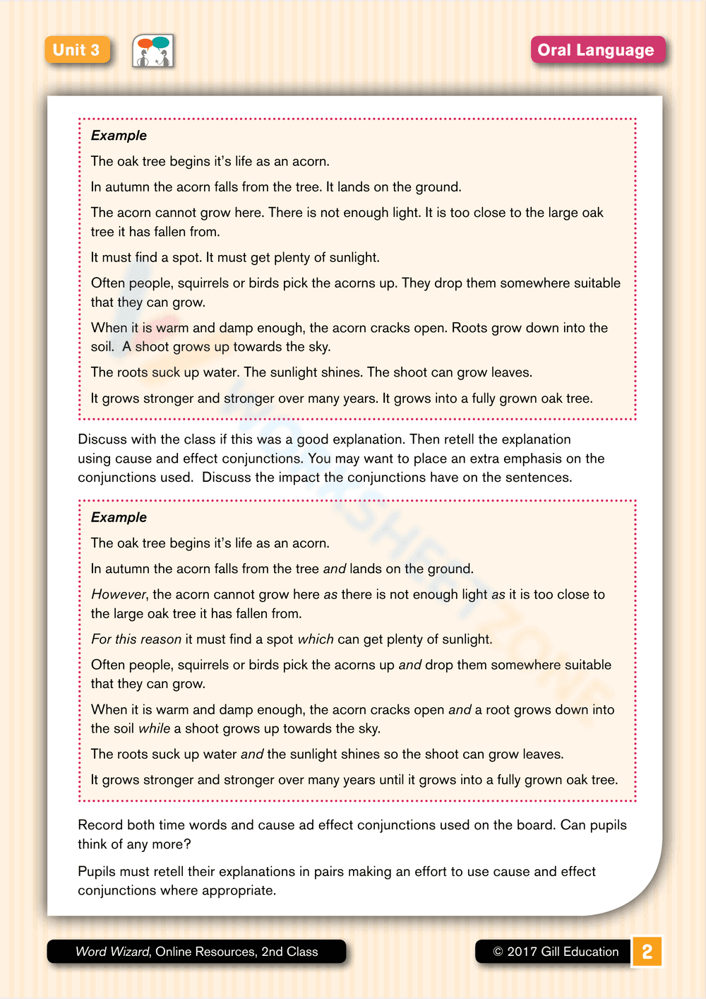 Oak Tree Life Cycle Stages Worksheet - Page 2