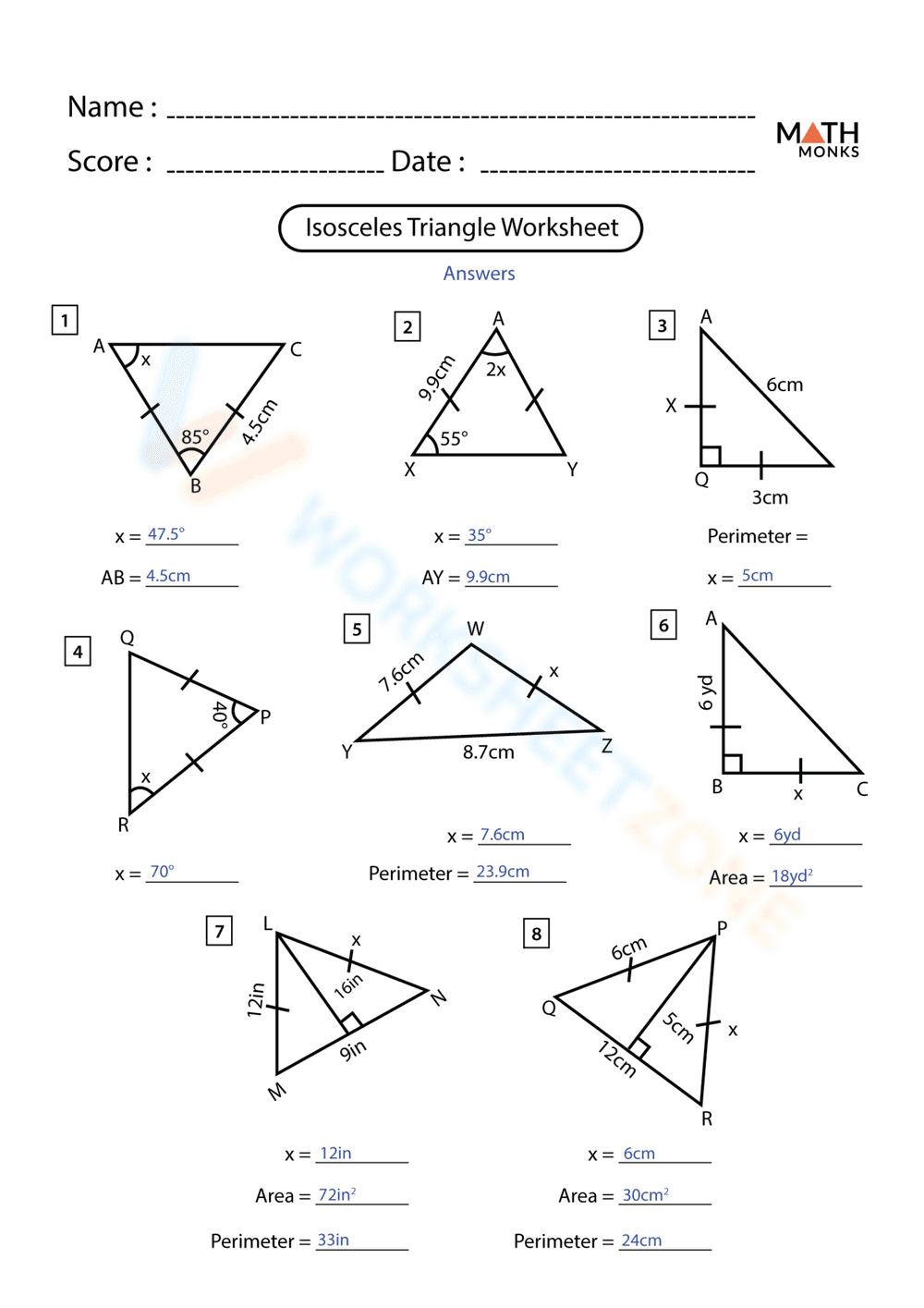 Isosceles Triangle Worksheet - Page 2