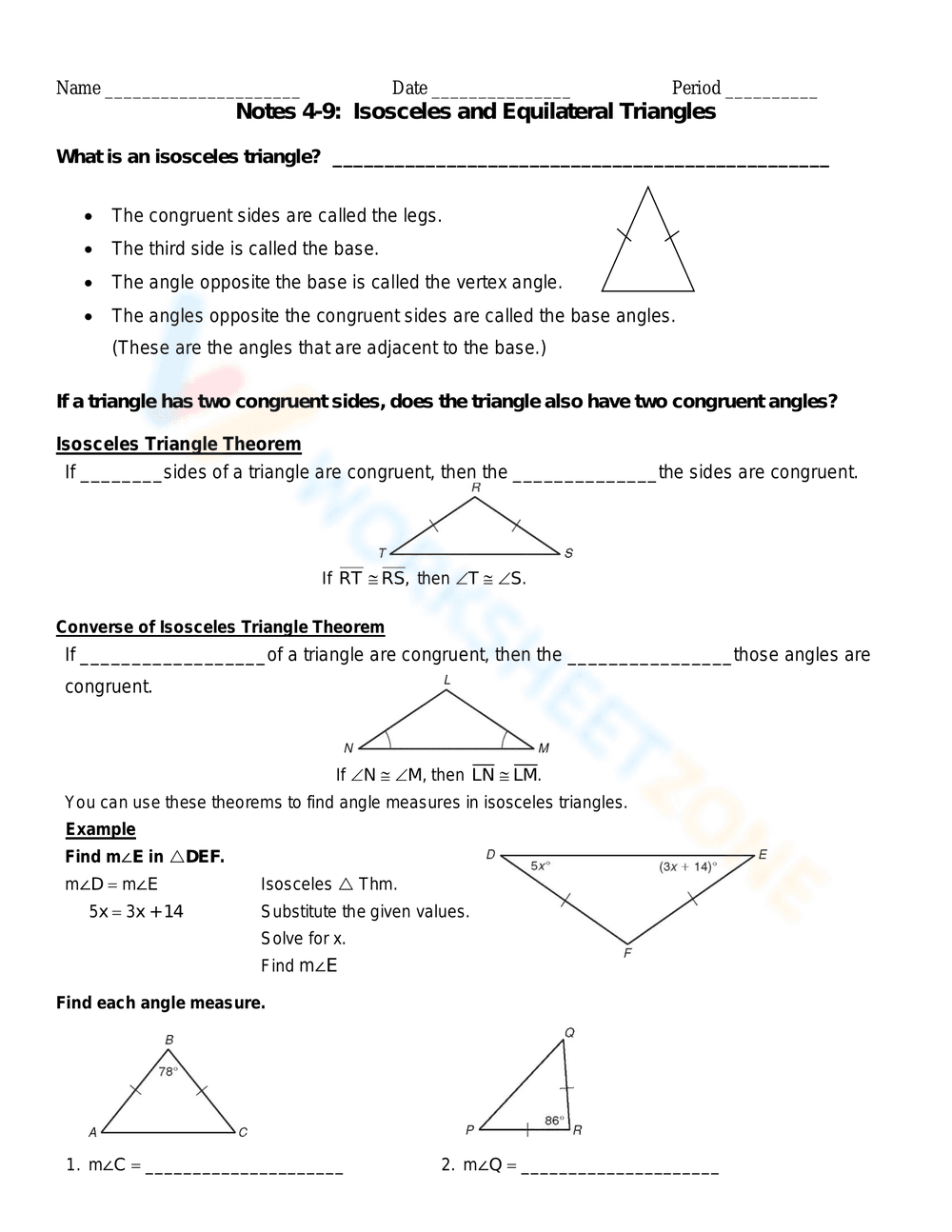 Isosceles and Equilateral Triangles - Page 1