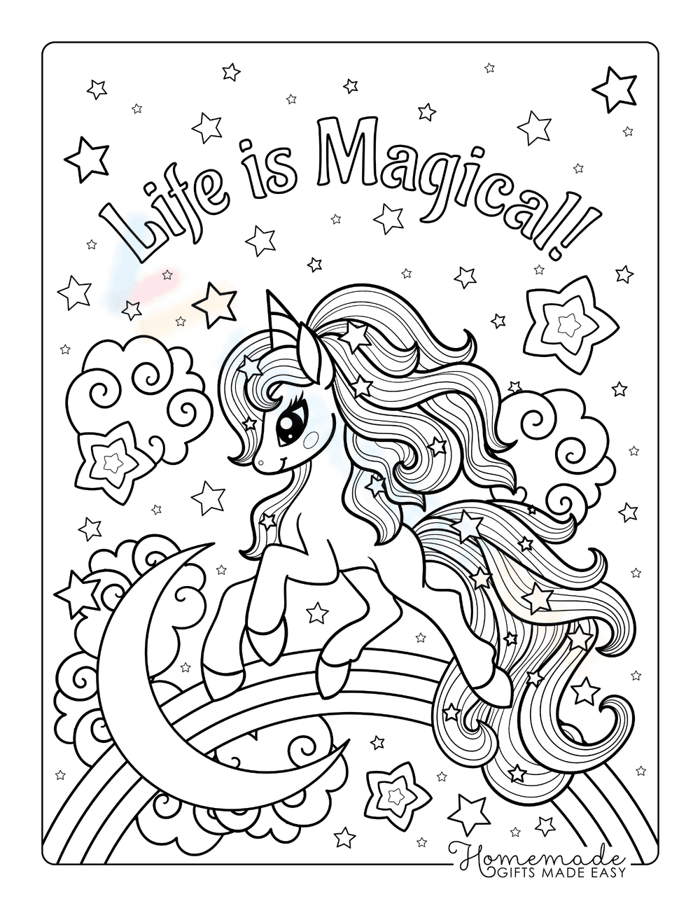 Unicorn in Rainbow Stars Illustration - Page 1