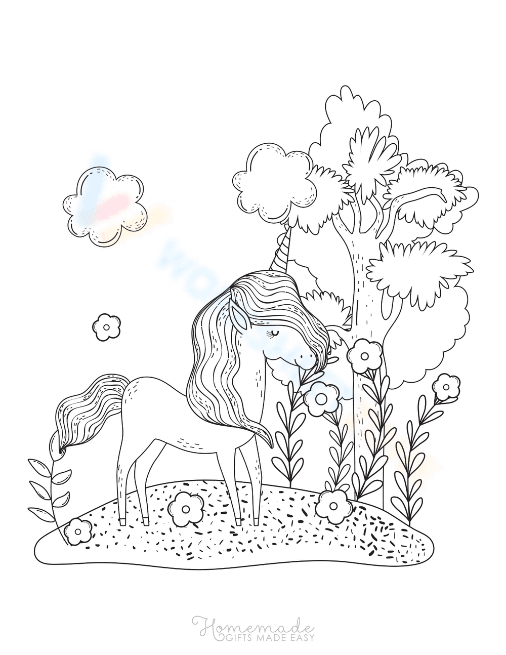 Unicorn Near Flowers Illustration - Page 1