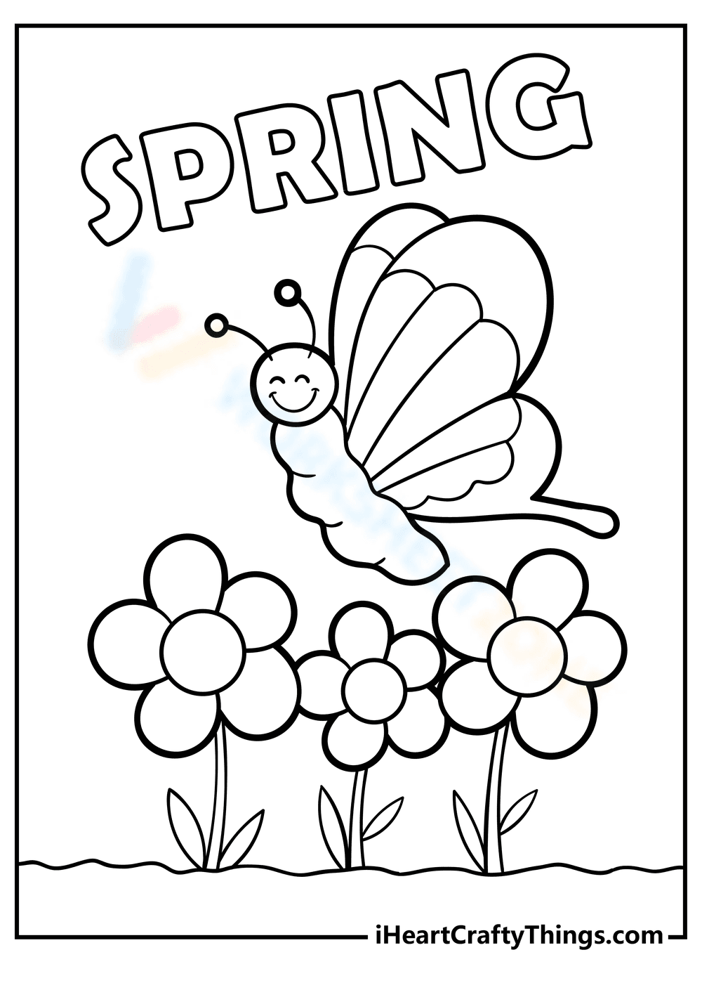 Butterfly and Spring Illustration Worksheet - Page 1