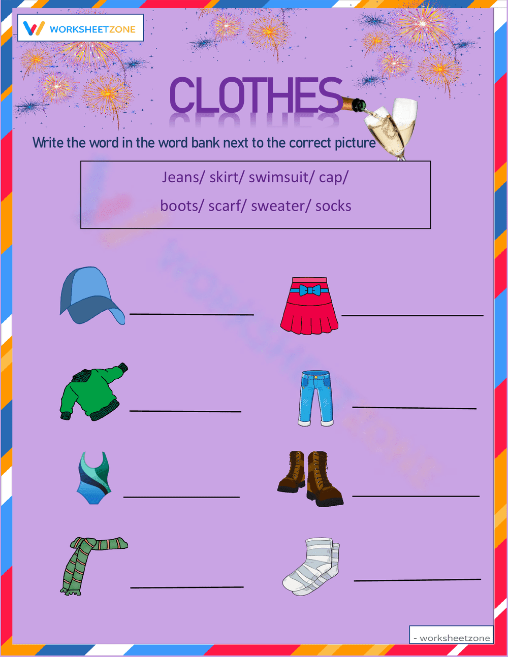 Clothes Worksheet for Learning and Activities - Page 1