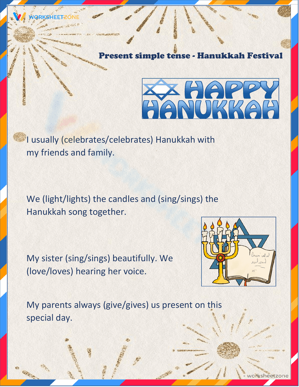 Hanukkah Festival Worksheet for Holiday Fun - Page 1