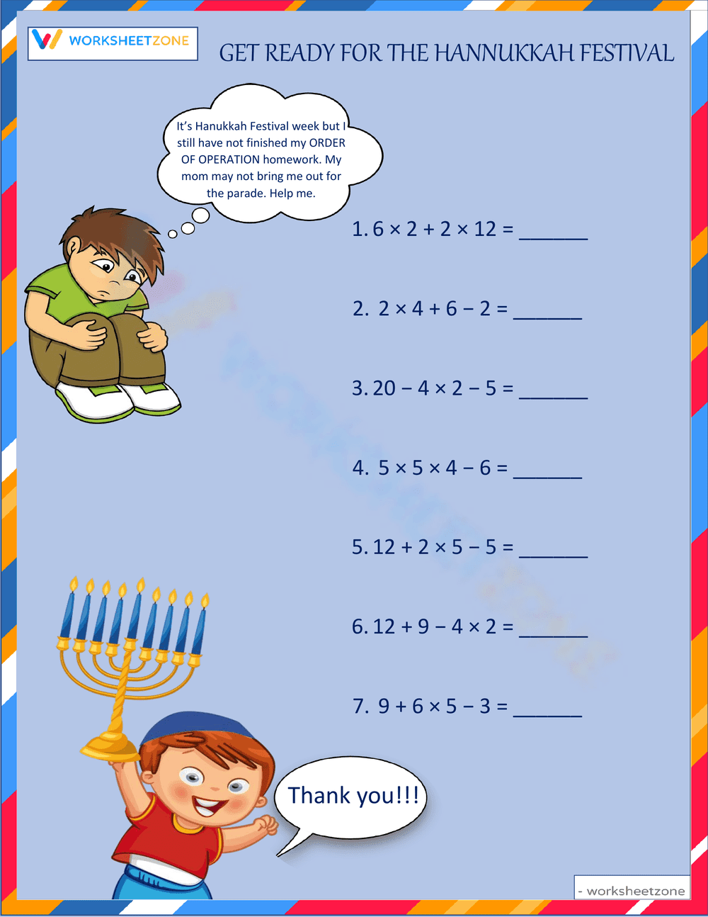 Hanukkah Festival Preparation Worksheet - Page 1