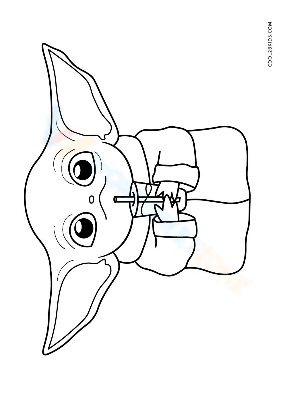 Baby Yoda and Drink Coloring Worksheet - Page 1