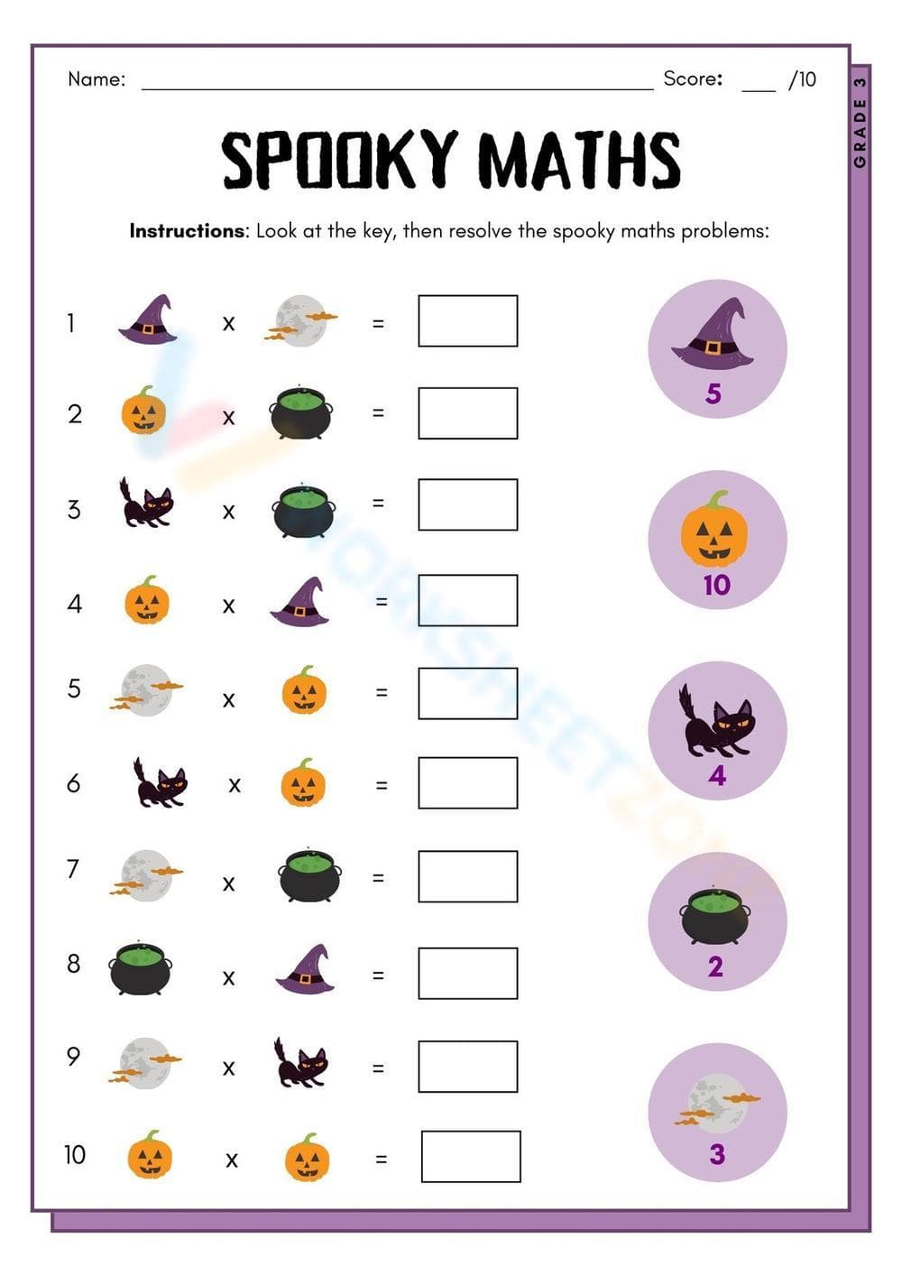 Spooky Grade 3 Maths - Page 1