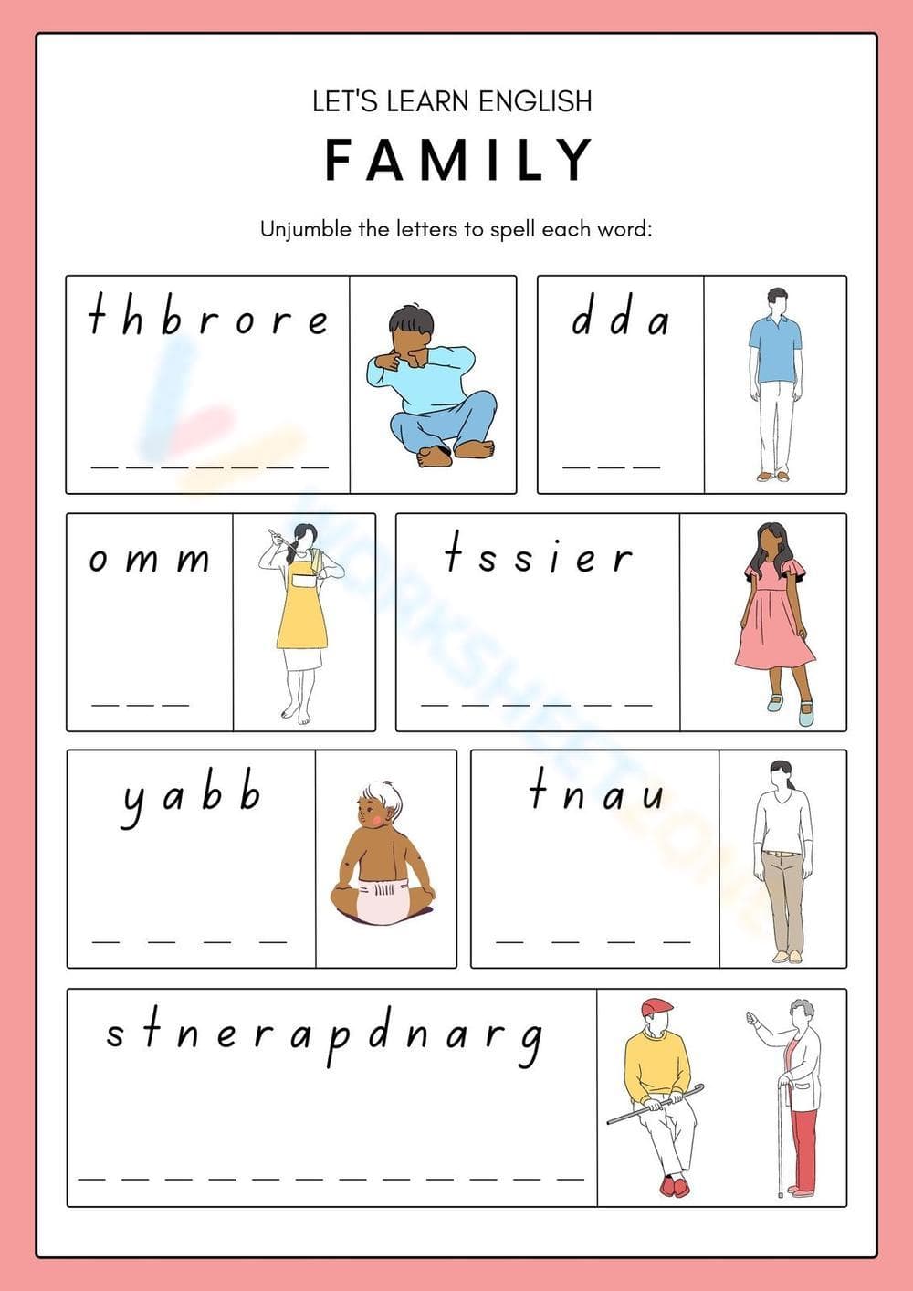 ESL Spelling Family - Page 1