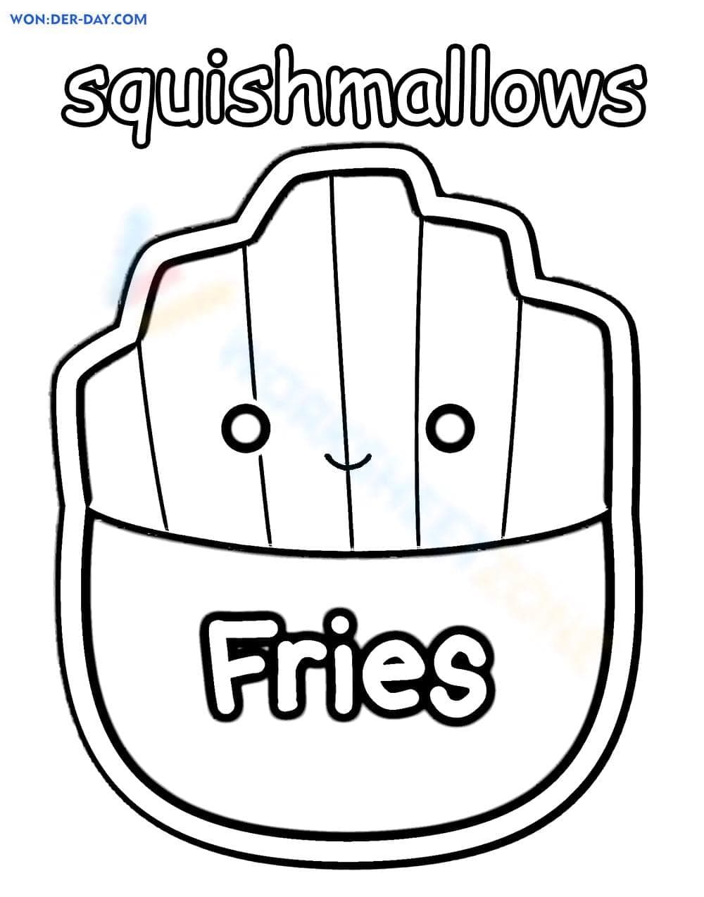 Adorable Squishmallows Fries Coloring Page - Page 1