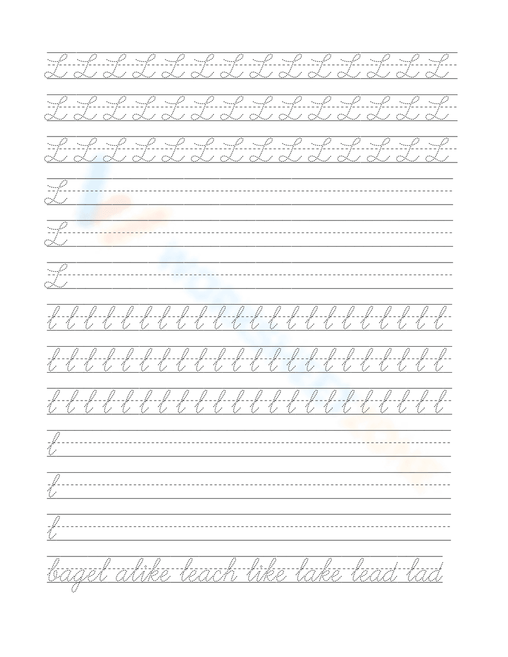 Cursive Pages for Handwriting Practice - Page 12