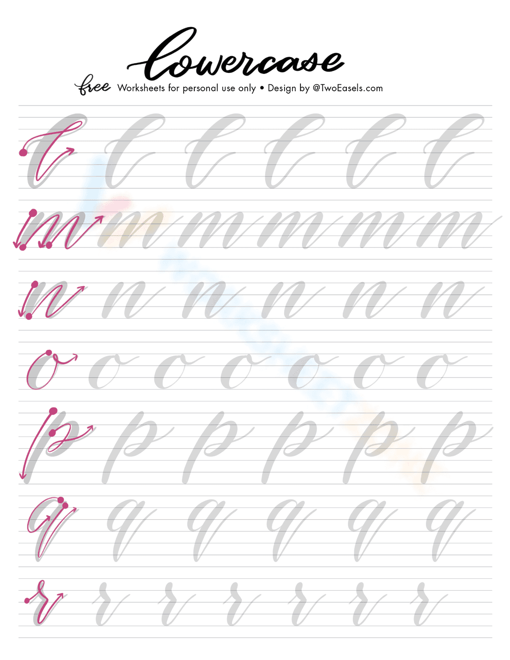 Free Lowercase Cursive for Beginners - Page 2