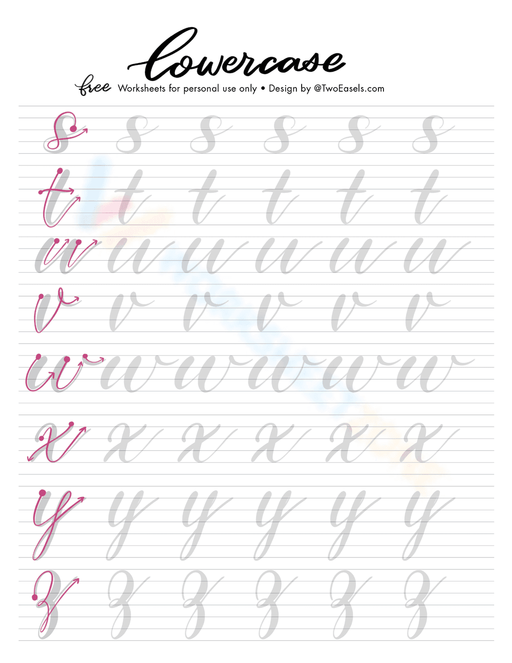 Free Lowercase Cursive for Beginners - Page 3