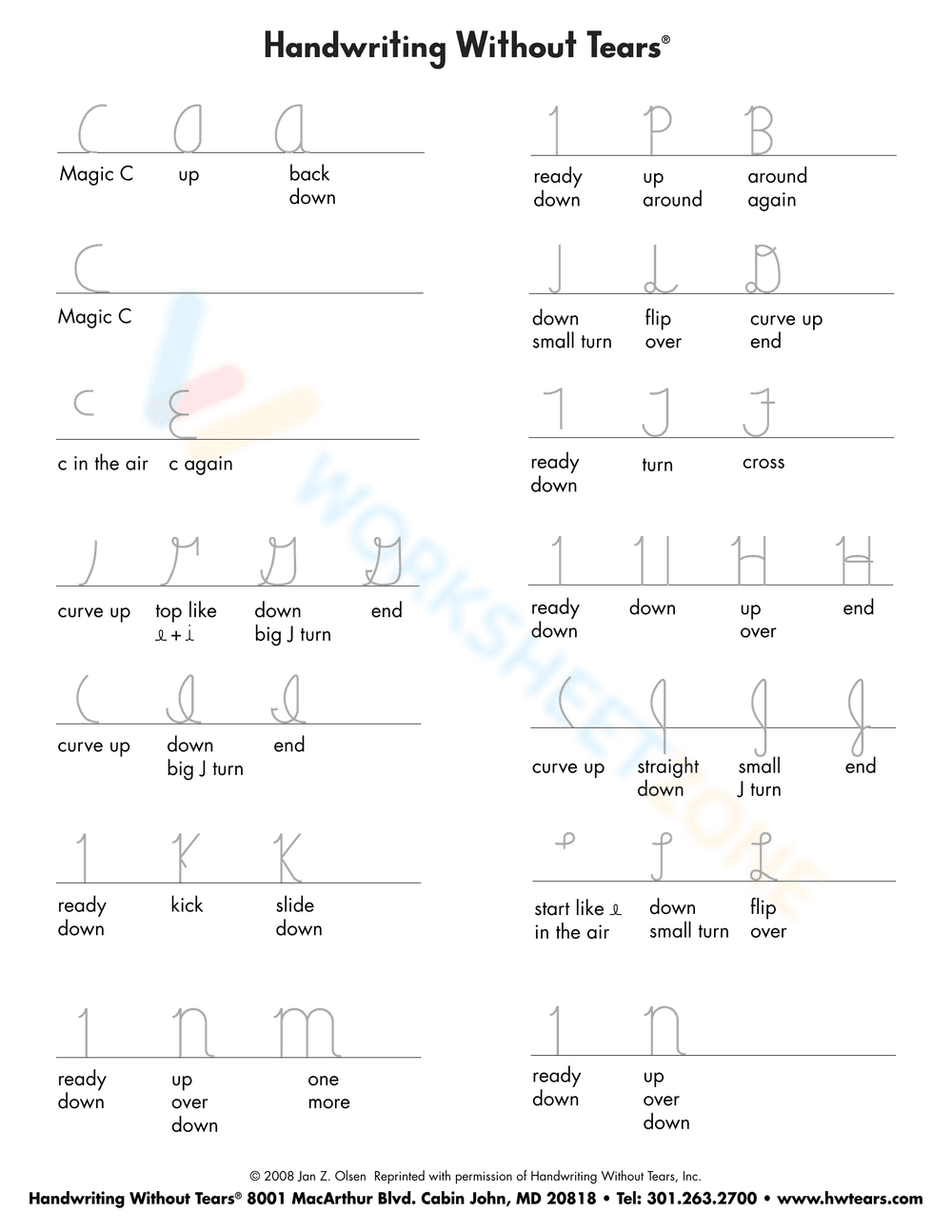 Handwriting Without Tears Worksheets - Page 1