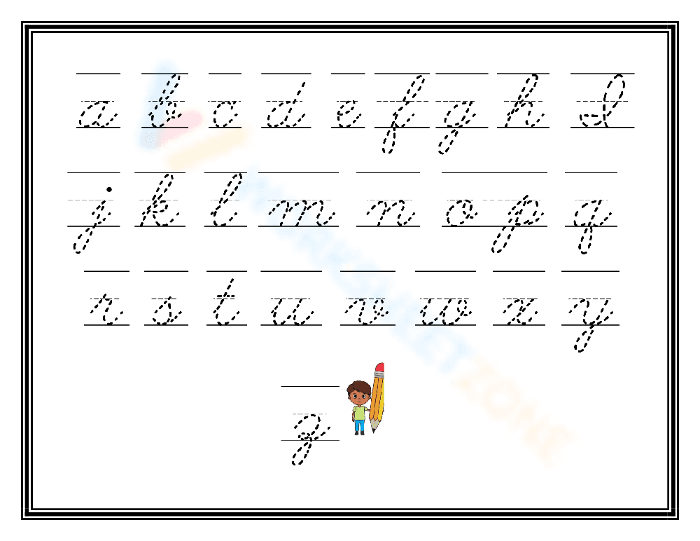 Cursive Lowercase Writing Chart Worksheet - Page 1
