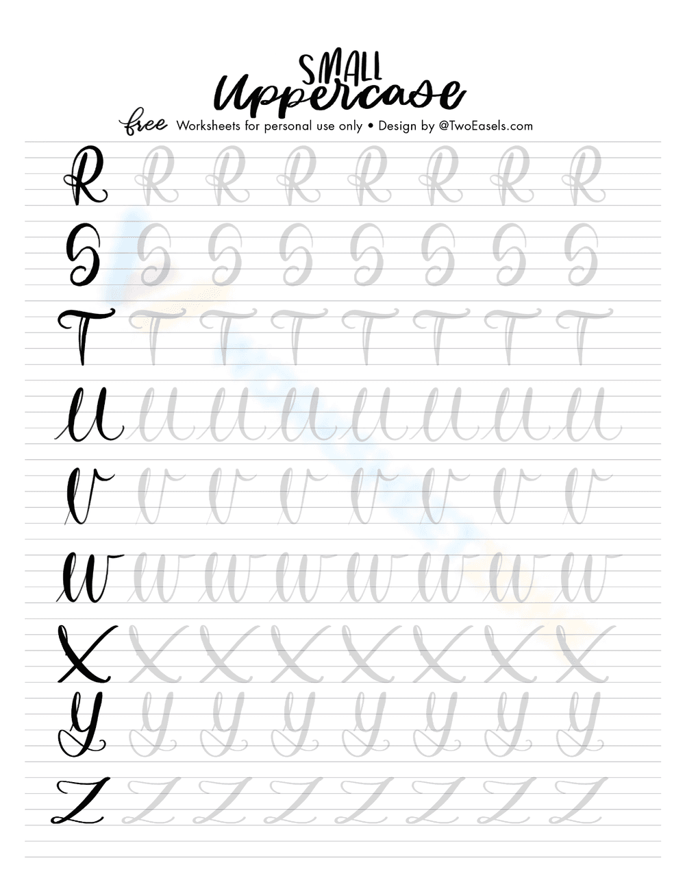 Uppercase and Small Letter Tracing Practice Worksheet - Page 3