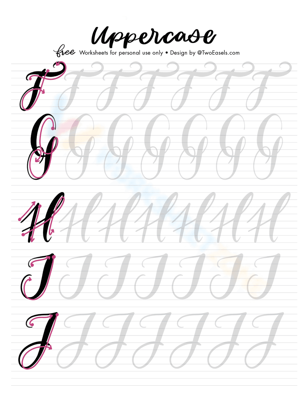 Cursive Uppercase Letters Practice Worksheet - Page 1