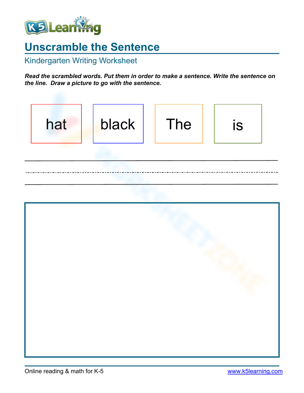 Unscramble the Sentence 3 - Page 1